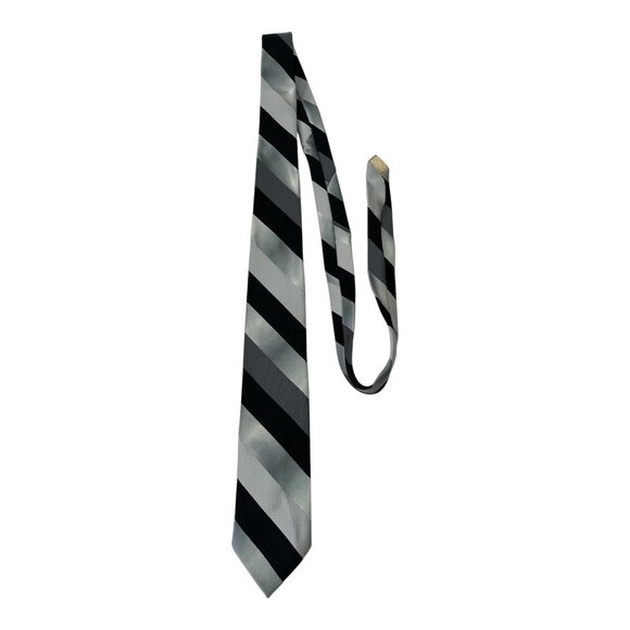 Vintage National Shirt Coast to Coast Men’s Tie – Black & Silver Striped USA - Picture 1 of 3